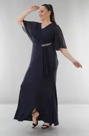 Glitzer-Abendkleid in großen Größen mit V-Ausschnitt 5