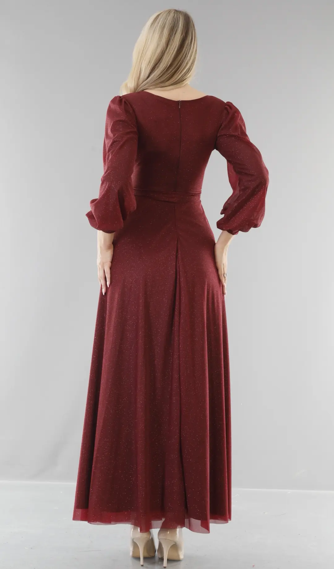 Glam Abendkleid aus Glitzer-Tüll mit langen Ärmeln 5