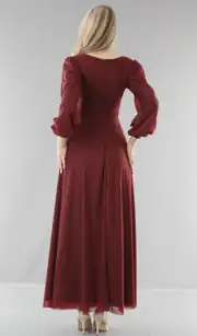Glam Abendkleid aus Glitzer-Tüll mit langen Ärmeln 5