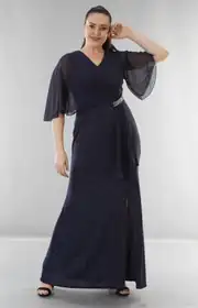 Glitzer-Abendkleid in großen Größen mit V-Ausschnitt 3