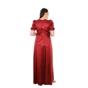 Langes Strick-Satin-Abendkleid in großen Größen mit Schlitz 7