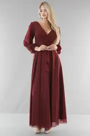 Glam Abendkleid aus Glitzer-Tüll mit langen Ärmeln 3